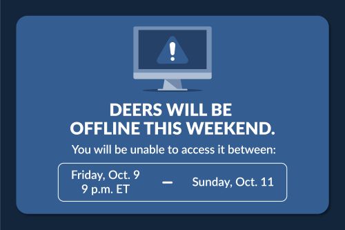 Planned DEERS outage upcoming Oct. 9-11