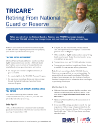 TRICARE Retiring from National Guard or Reserve Brochure