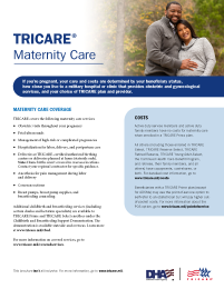 First page of TRICARE Maternity Care Brochure