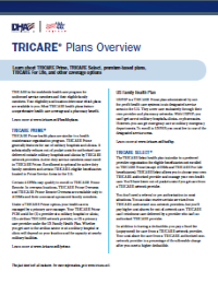 First page of the TRICARE Plans Overview Fact Sheet