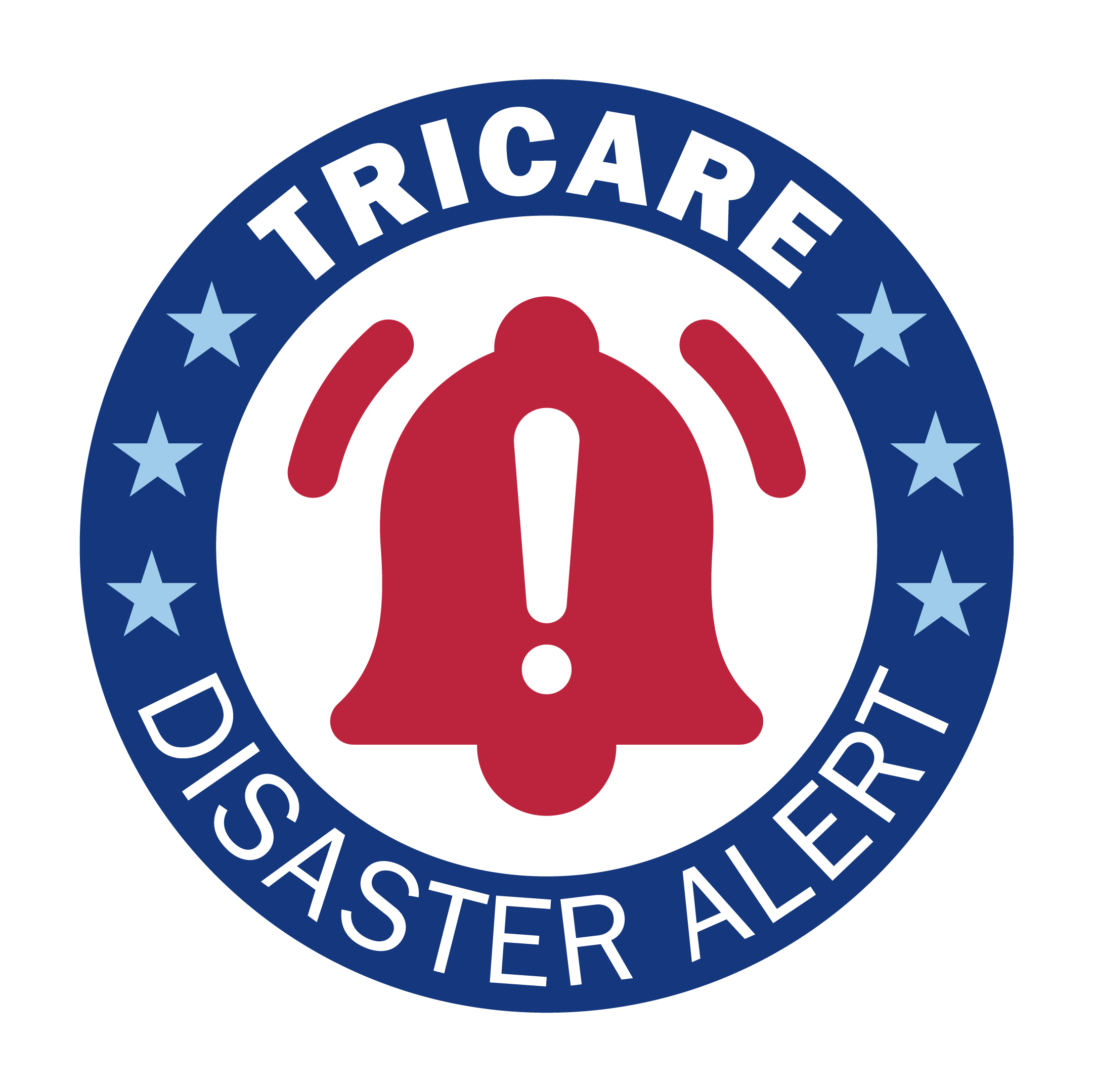 TRICARE Disaster Alert logo. Bell with exclamation point